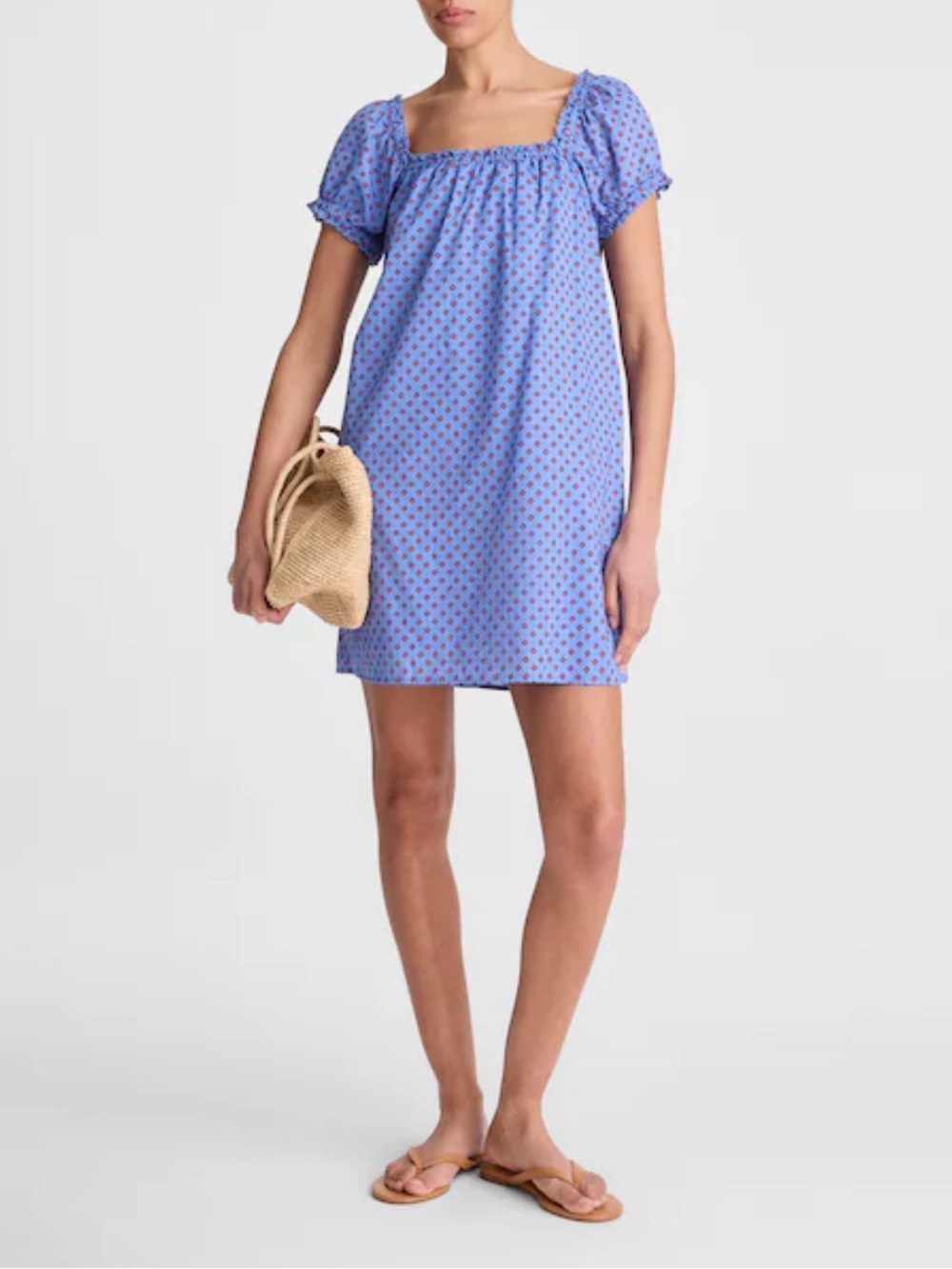 Madewell The Chateau Mini Dress Calm Blue Geometric Cotton Size XS NWT